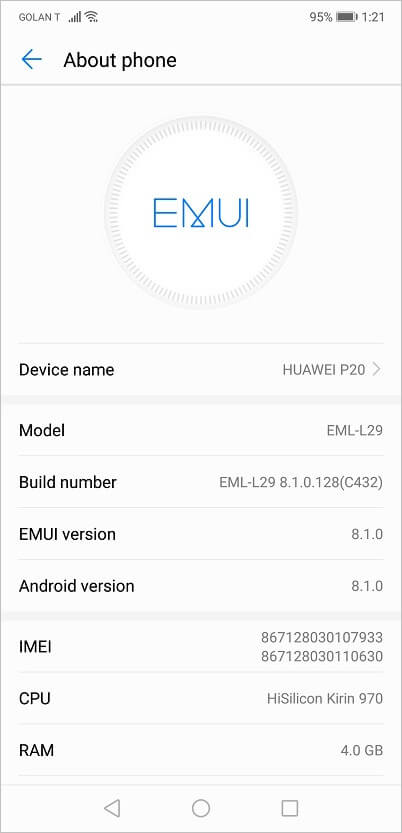 Huawei P20 Android 8