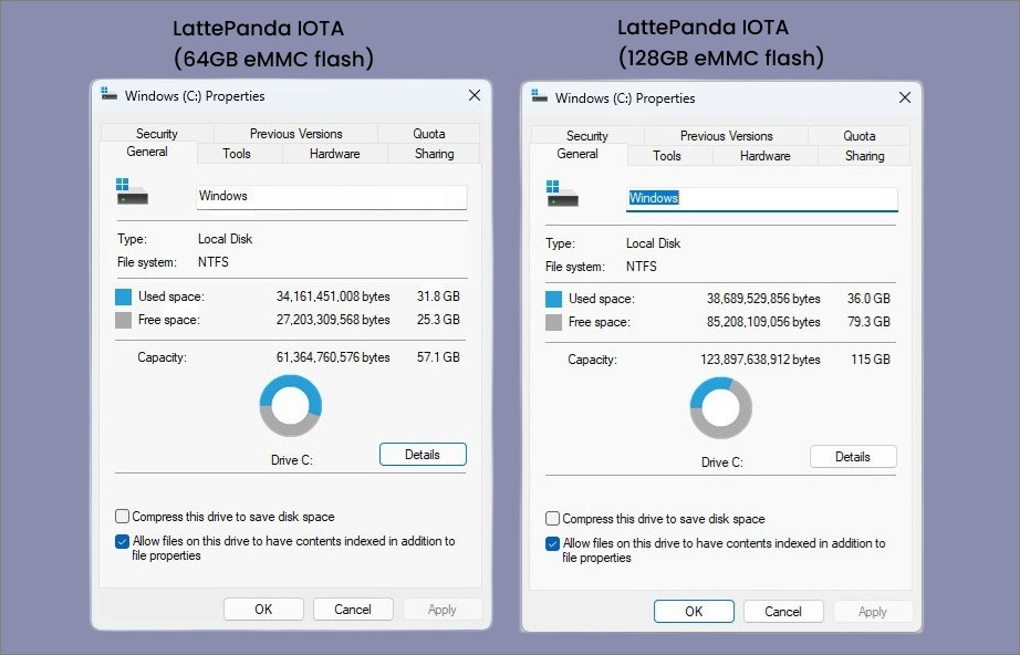 LatteIOT eMMC Storage info